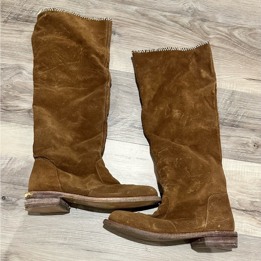 About suede Nina brown slouchy boots from Intermix